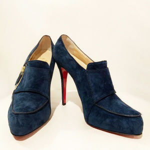 Christian Louboutin Teal Suede Lapino Booties